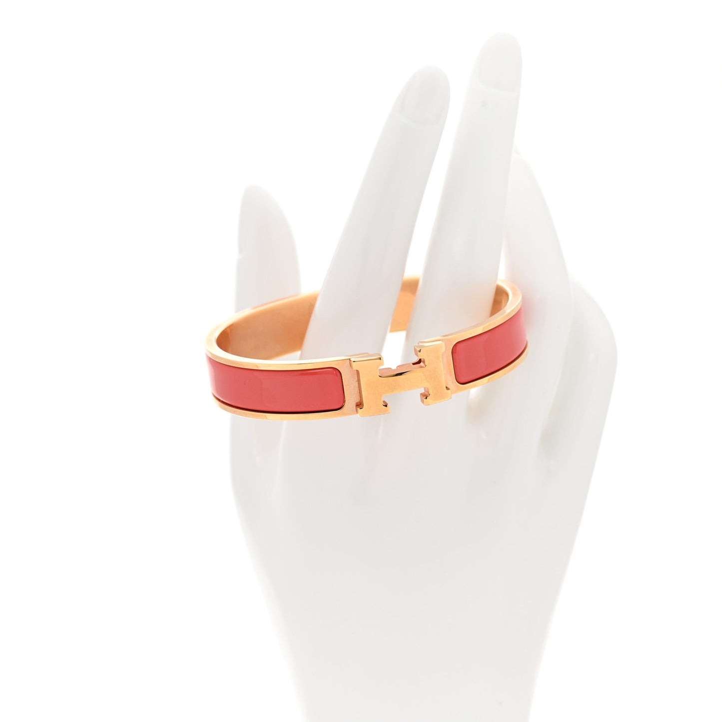 Enamel Narrow Clic Clac H Bracelet PM Rouge Corail