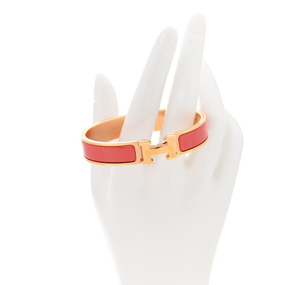 Hermes Enamel Narrow Clic Clac H Bracelet PM Rouge Corail 2 of 5