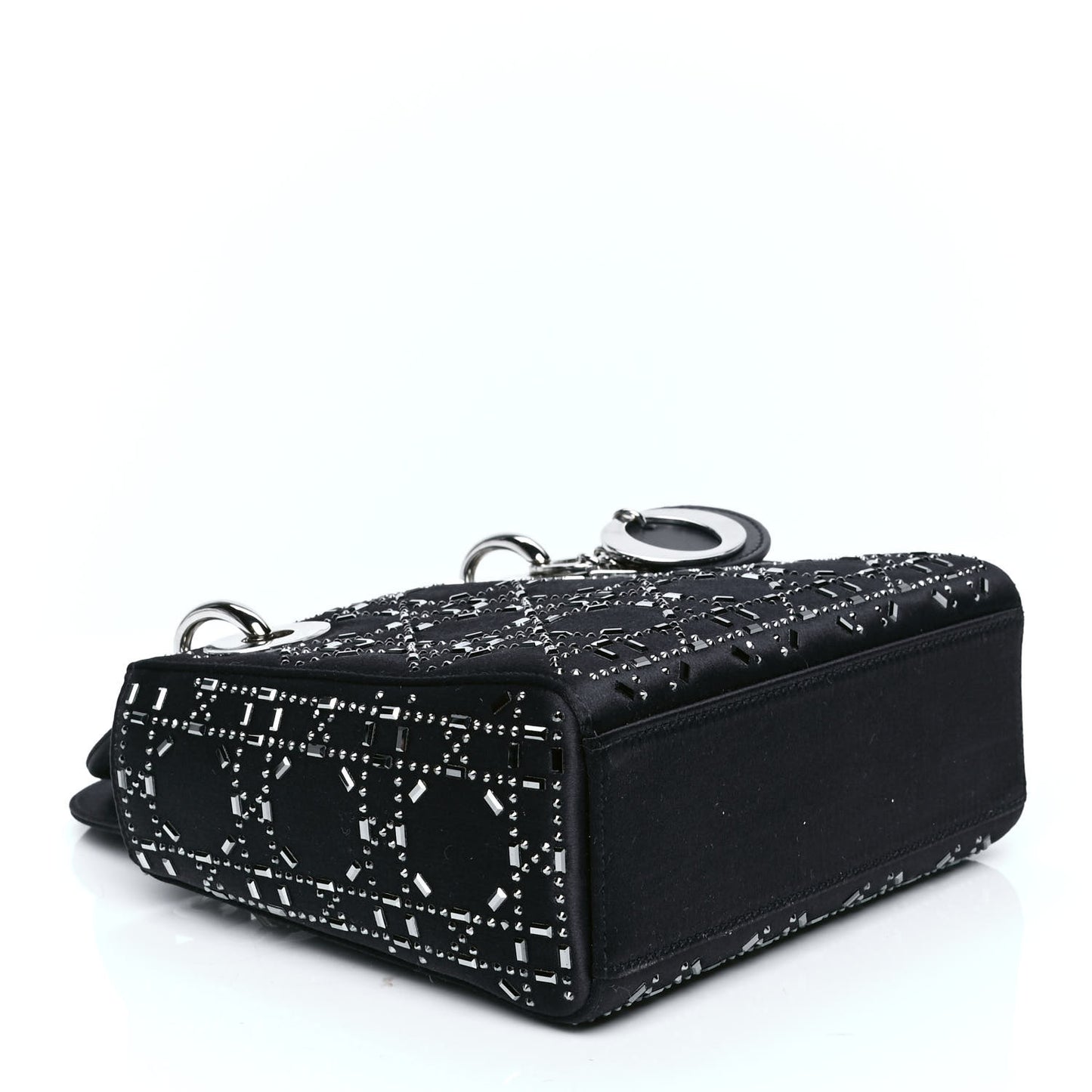 Satin Crystal Cannage Mini Lady Dior Navy