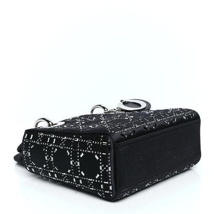 Christian Dior Satin Crystal Cannage Mini Lady Dior Navy 3 of 7