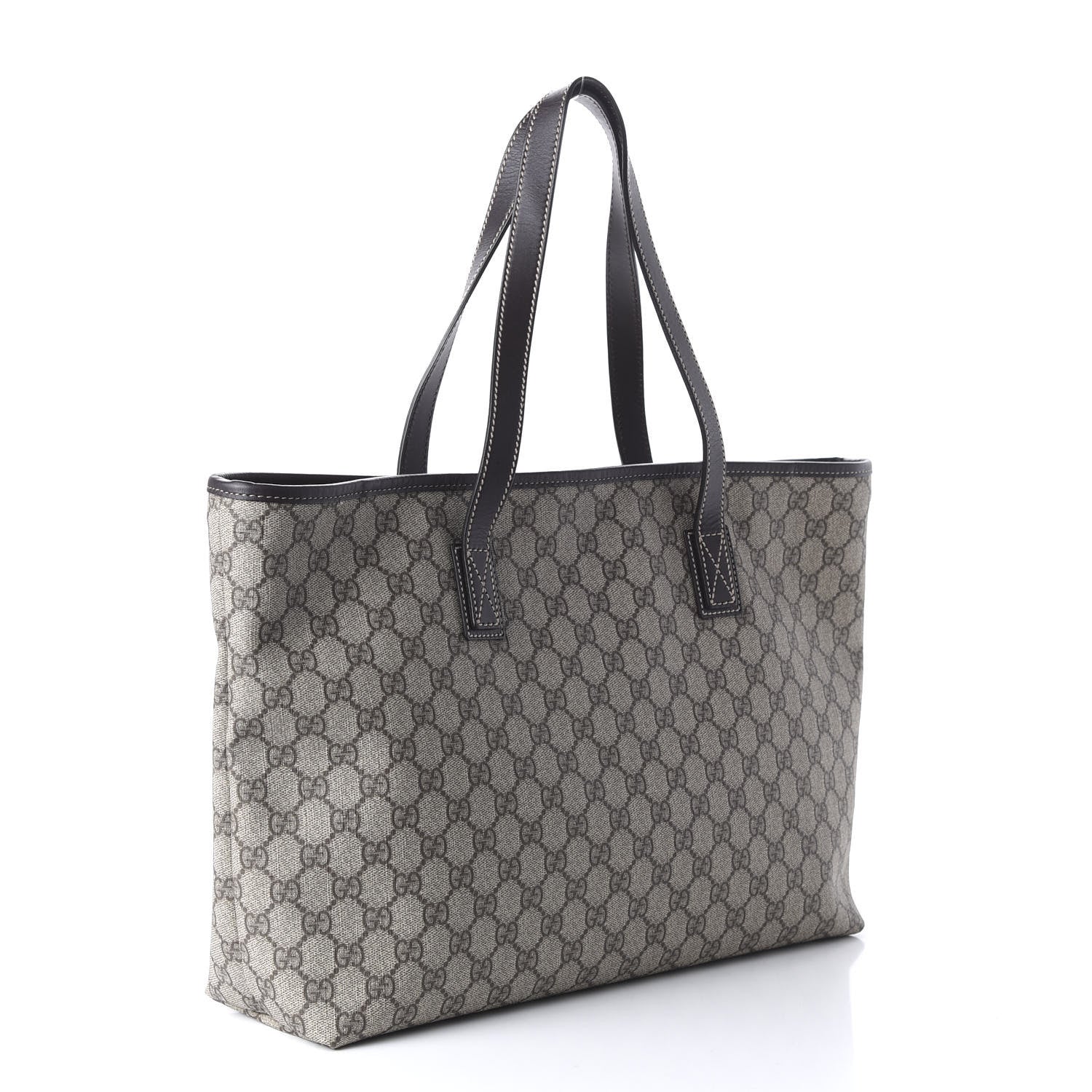 Gucci GG Supreme Monogram Medium Zippered Shopping Tote Dark Brown 3 of 10