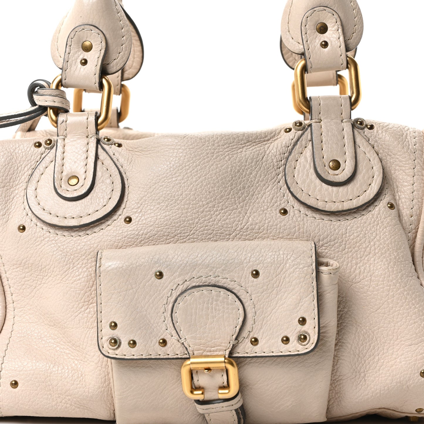 Calfskin Paddington Front Pocket Tote Creme