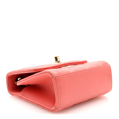 Chanel Lambskin Quilted Mini Trendy CC Clutch With Chain Coral Pink 4 of 10