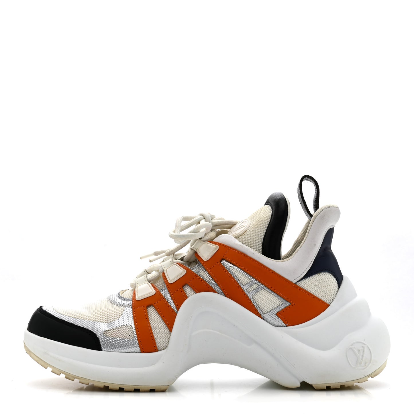 Calfskin Technical Nylon LV Archlight Sneaker 38.5 White Orange
