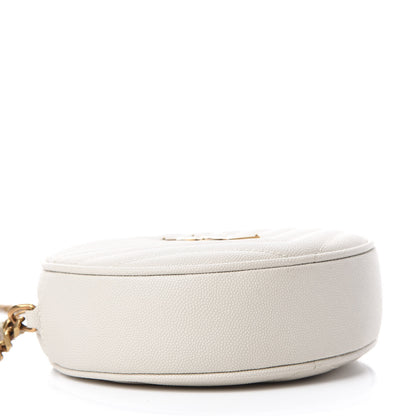 Saint Laurent Grain De Poudre Matelasse Chevron Quilted Round Vinyle Camera Bag Crema Soft 4 of 10
