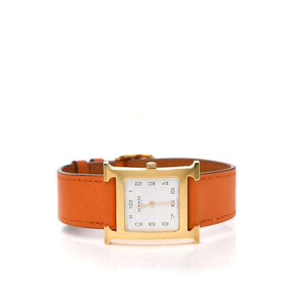 Hermes Stainless Steel Swift 21mm Heure H Hour Quartz Watch Orange 2 of 5