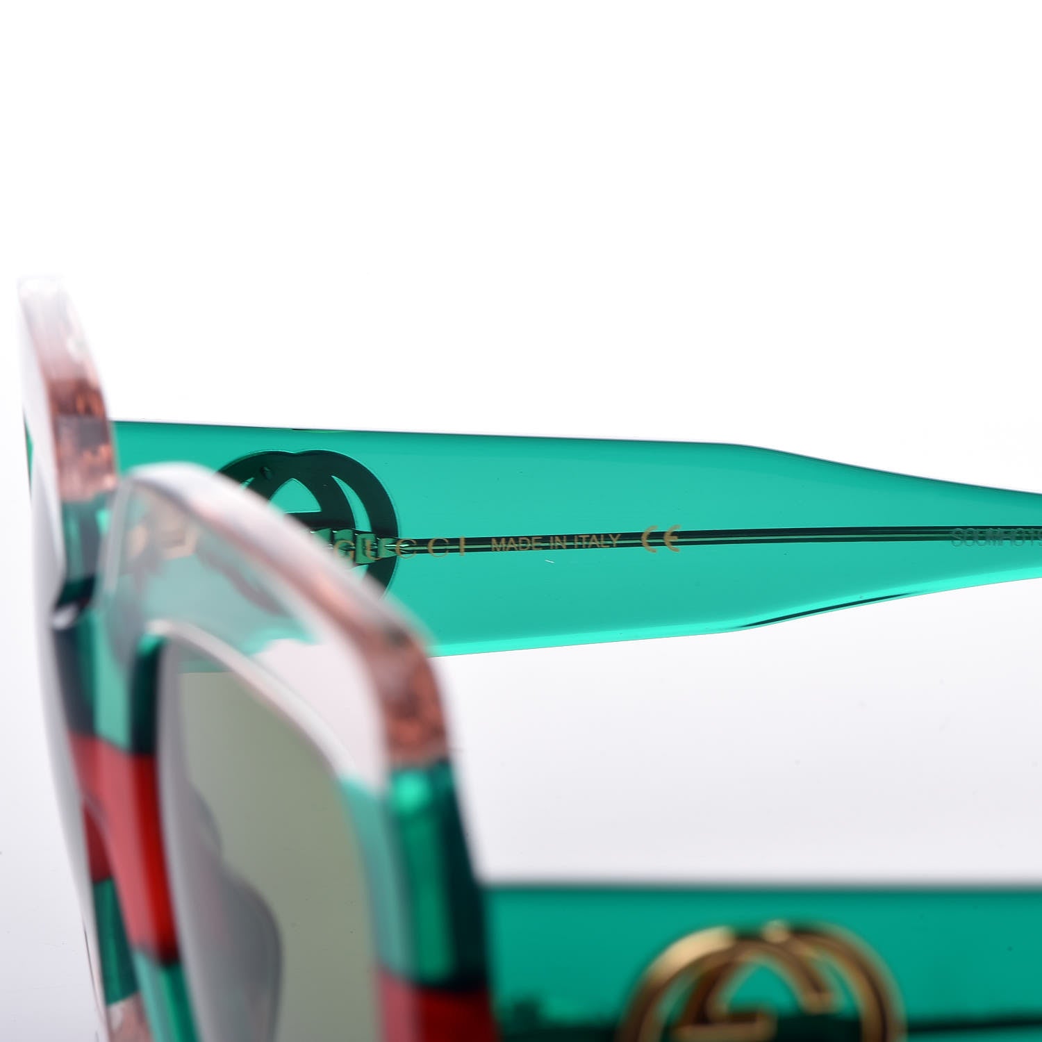 Gucci Square Web Frame GG0178S Sunglasses Green Red 6 of 7