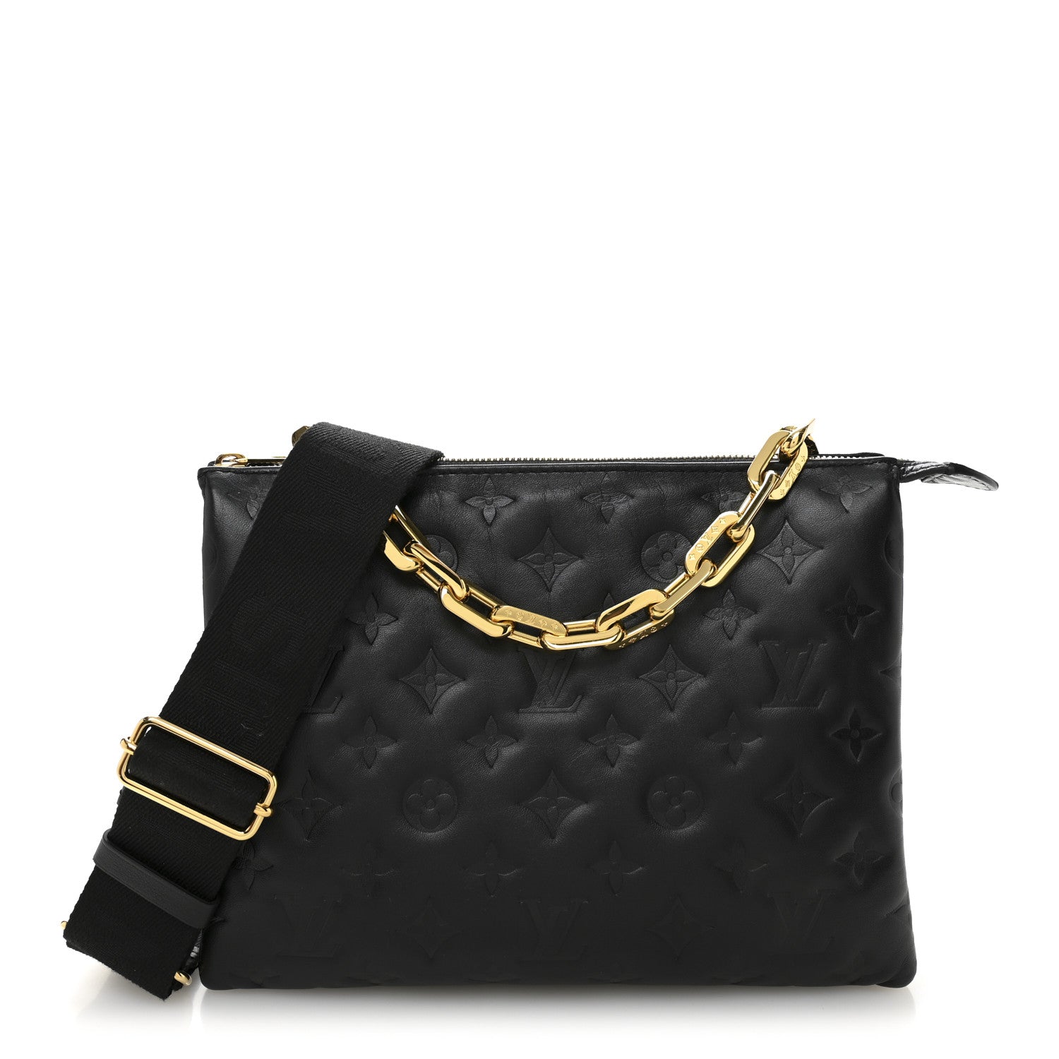 Louis Vuitton Lambskin Embossed Monogram Coussin PM Black 1 of 12