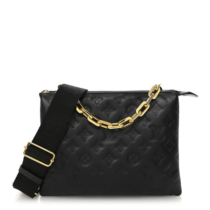 Louis Vuitton Lambskin Embossed Monogram Coussin PM Black 1 of 12