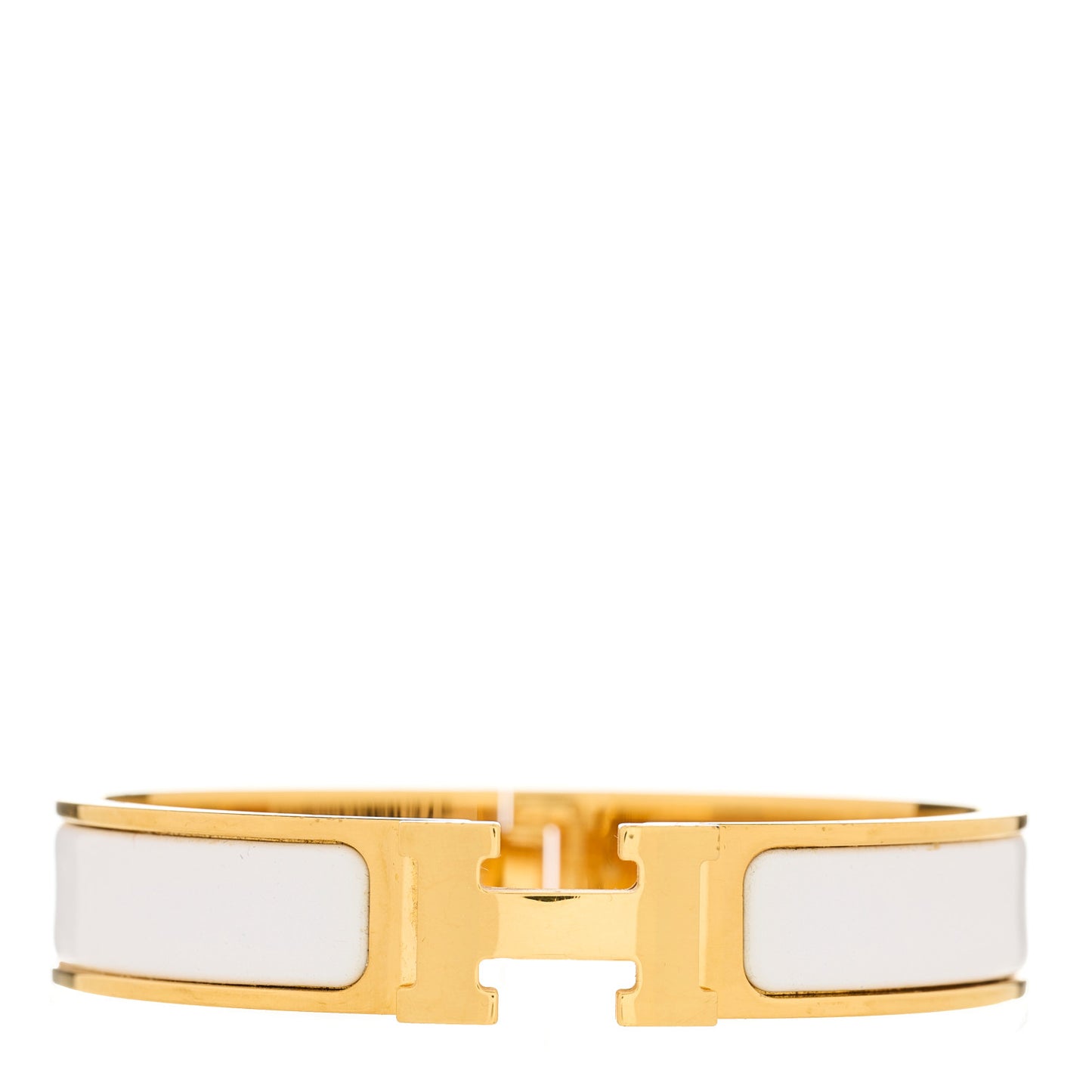 Enamel Narrow Clic Clac H Bracelet PM White