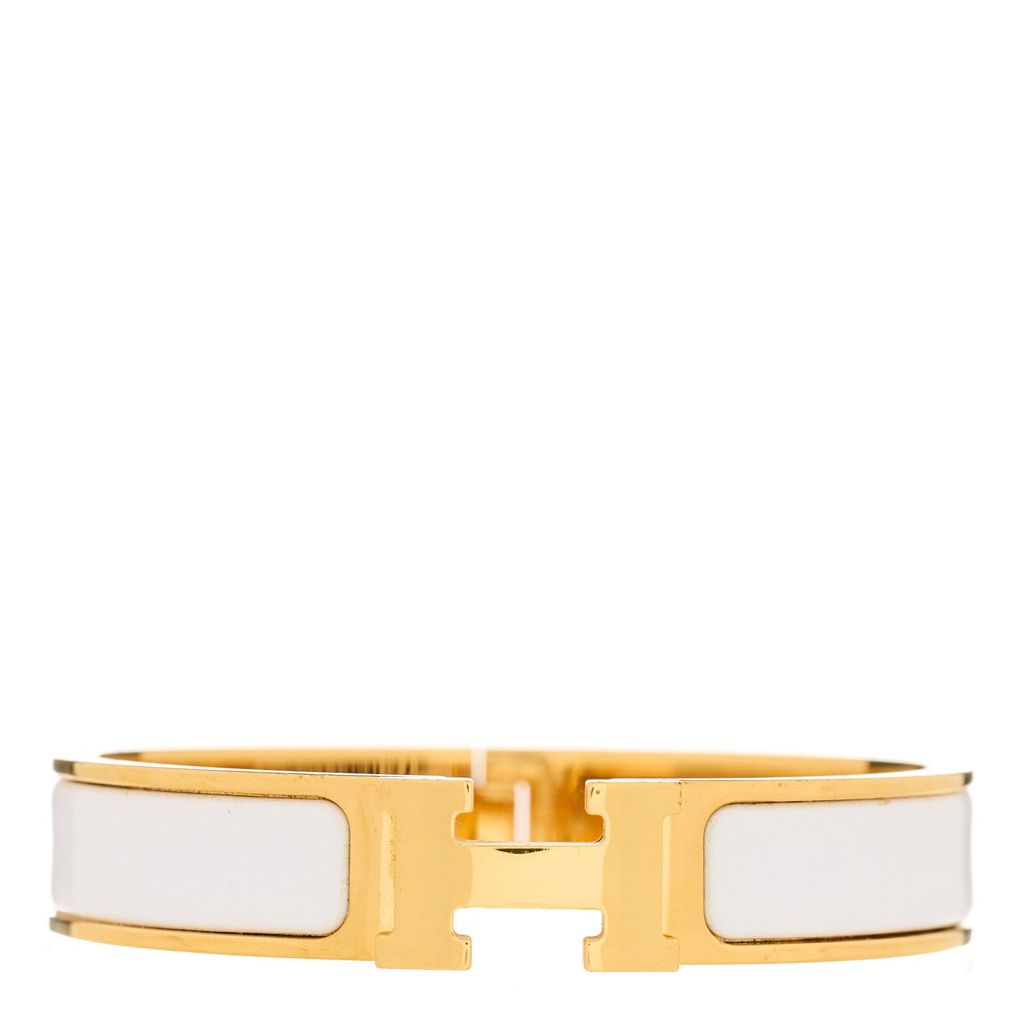 Hermes Enamel Narrow Clic Clac H Bracelet PM White 1 of 4