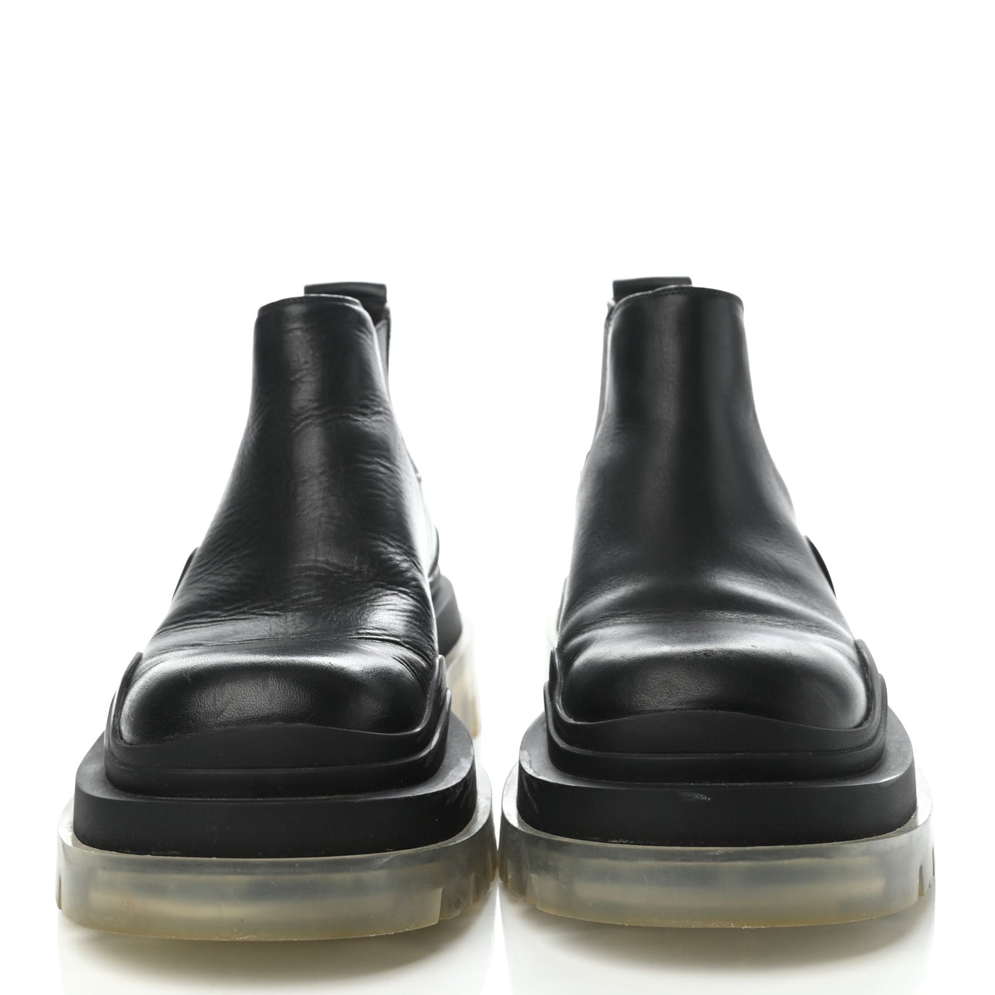 Calfskin The Tire Cropped Chelsea Boots 37 Black Transparent