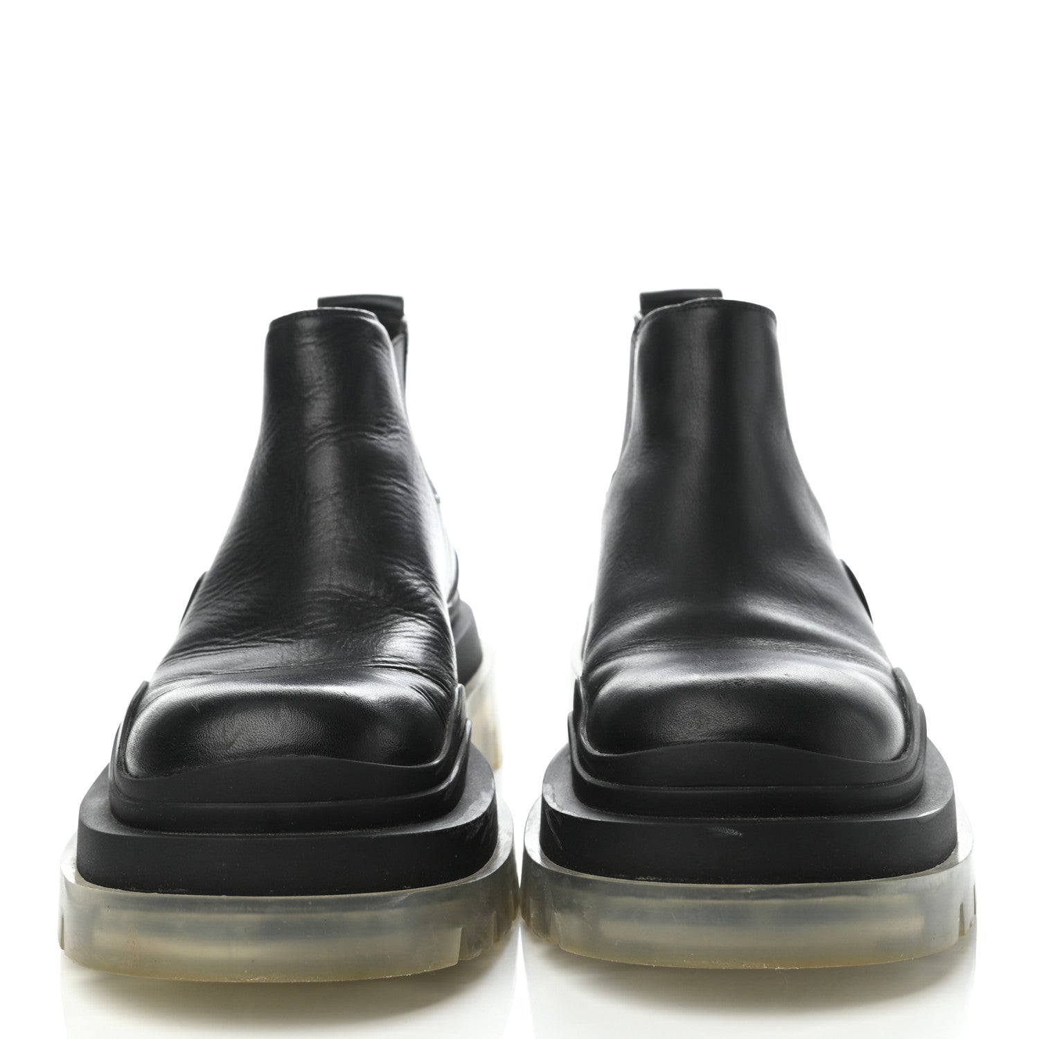 Bottega Veneta Calfskin The Tire Cropped Chelsea Boots 37 Black Transparent 2 of 7