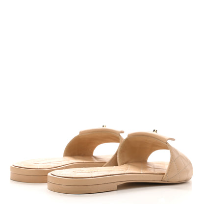 Chanel Lambskin Quilted CC Turnlock Sandals 39 Beige 4 of 9