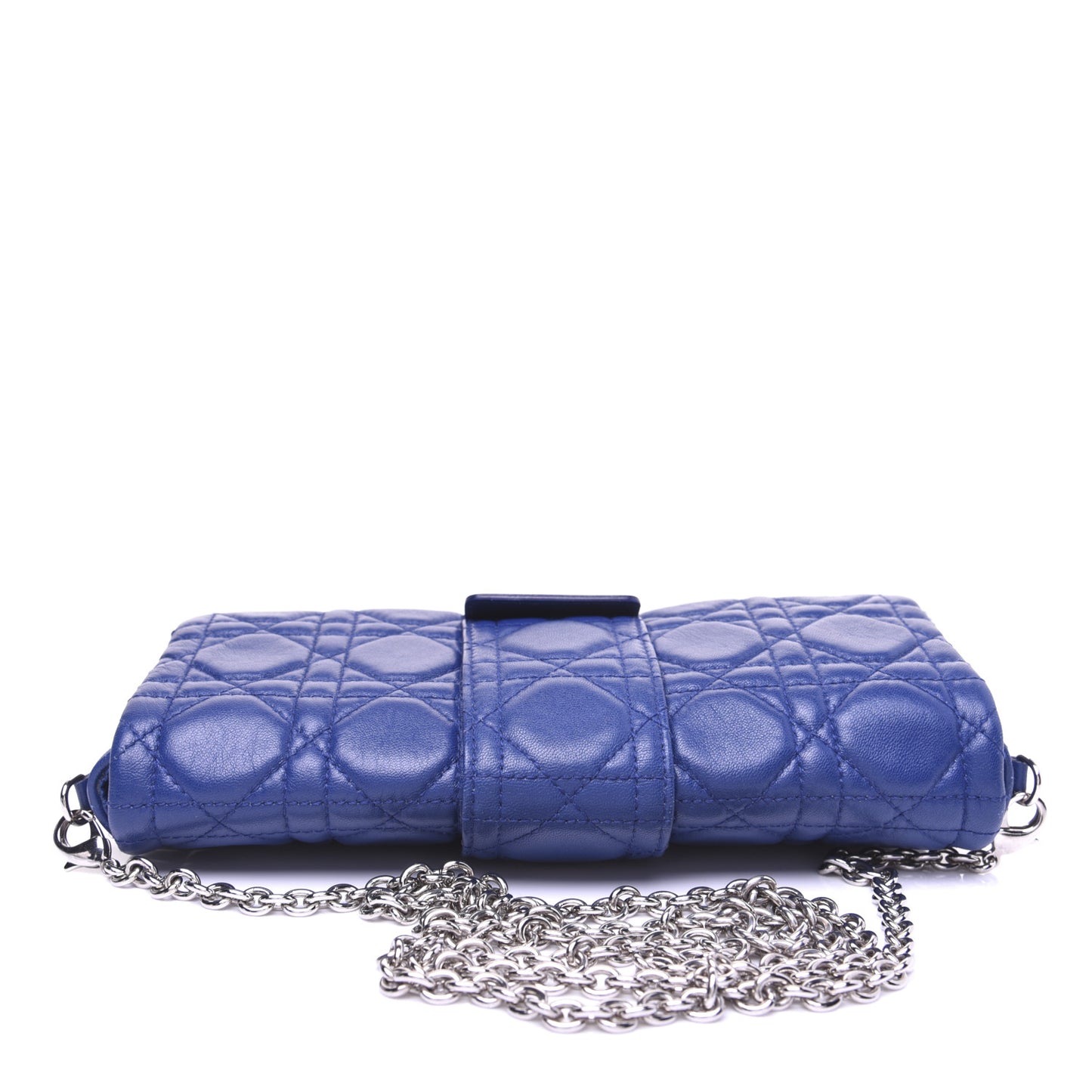 Lambskin Cannage New Lock Pouch Blue