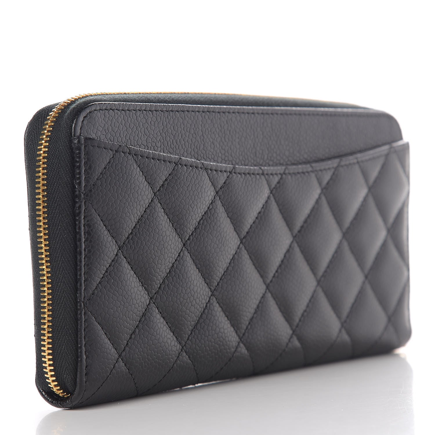 Chanel Caviar Quilted Large Gusset Zip Around Wallet Black 3 of 14