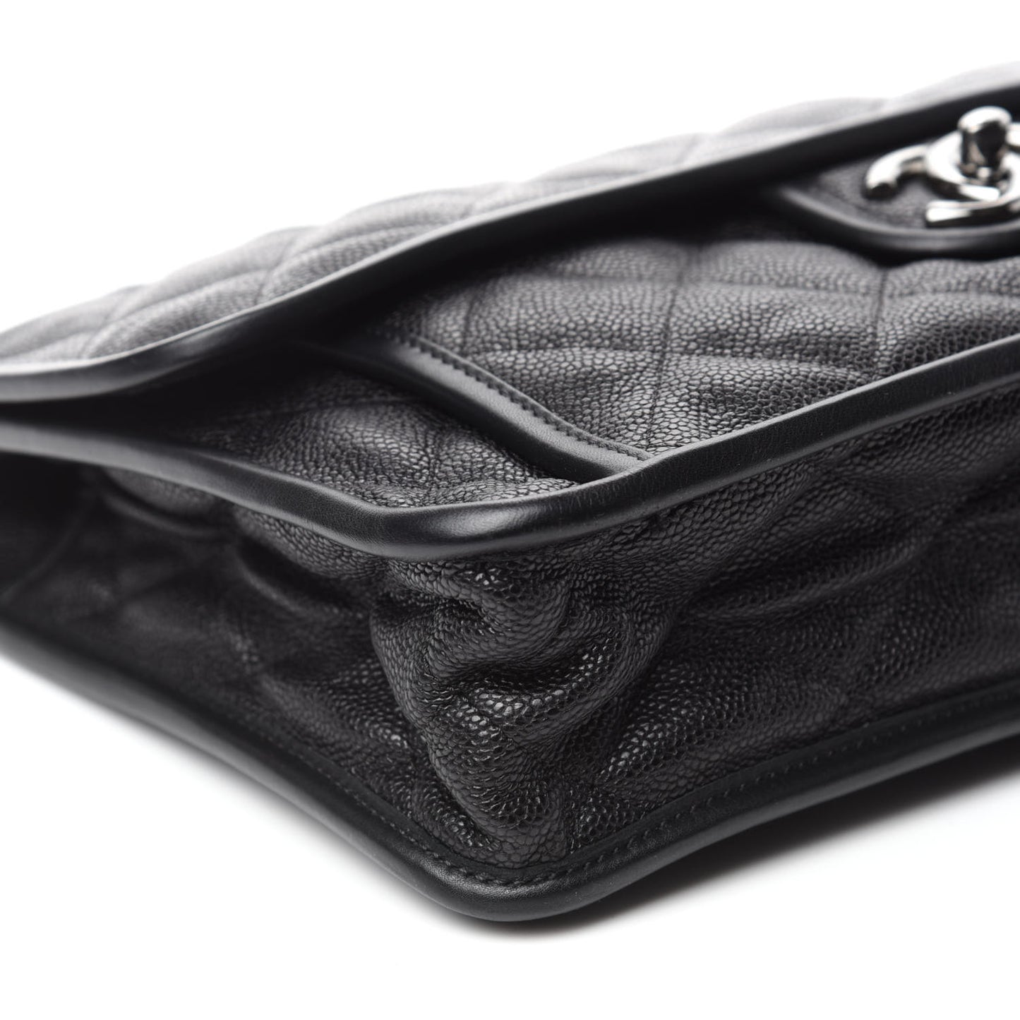 Caviar Quilted Large French Riviera Flap Black