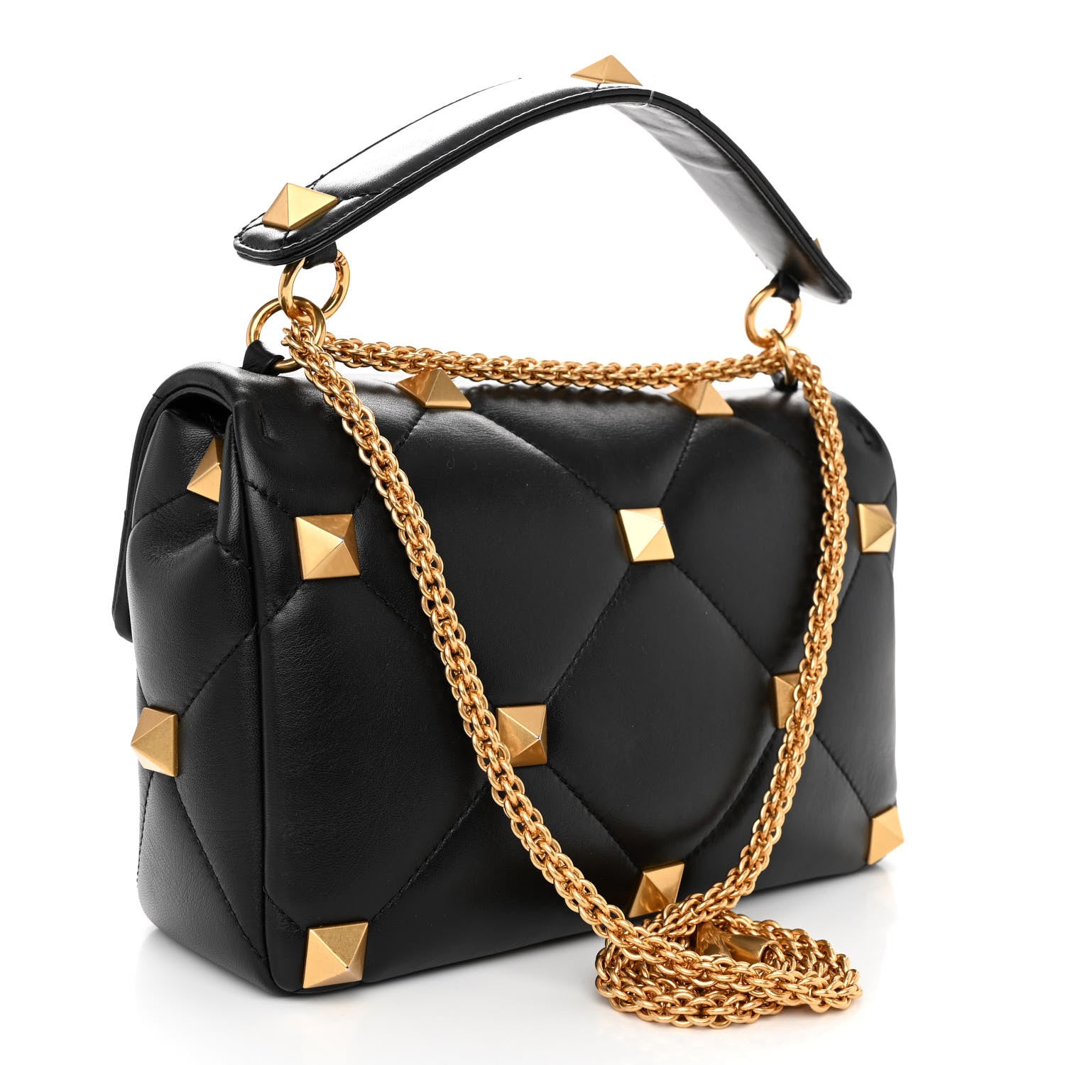 Valentino Garavani Nappa Large Roman Stud Shoulder Bag Black 3 of 10