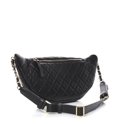 Chanel Lambskin Quilted Banane Waist Bag Fanny Pack Black 2 of 8