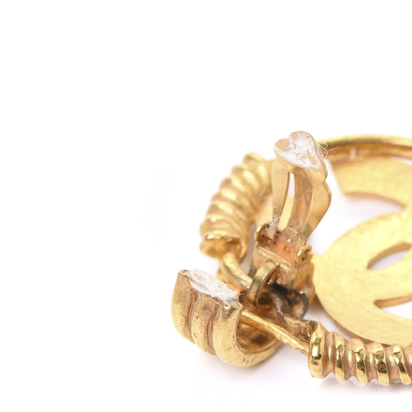 Round CC Clip On Earrings Gold