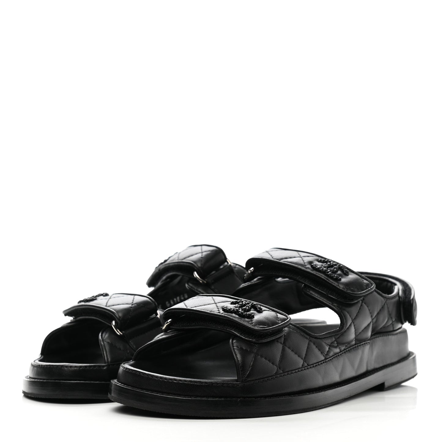 Lambskin Velcro Dad Sandals 38 Black