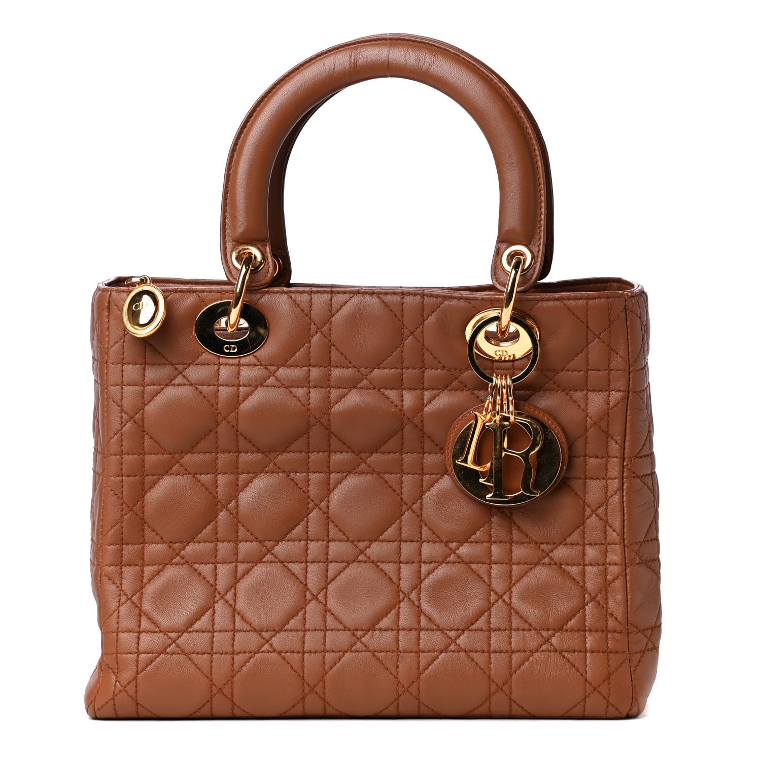 Christian Dior Lambskin Cannage Medium Lady Dior Tan 1 of 4