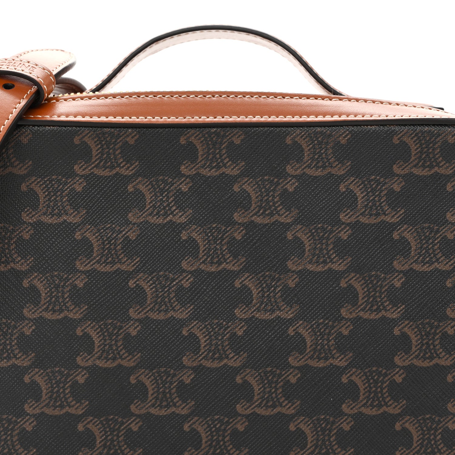 Celine Triomphe Canvas Top Handle Messenger Box Tan 8 of 10