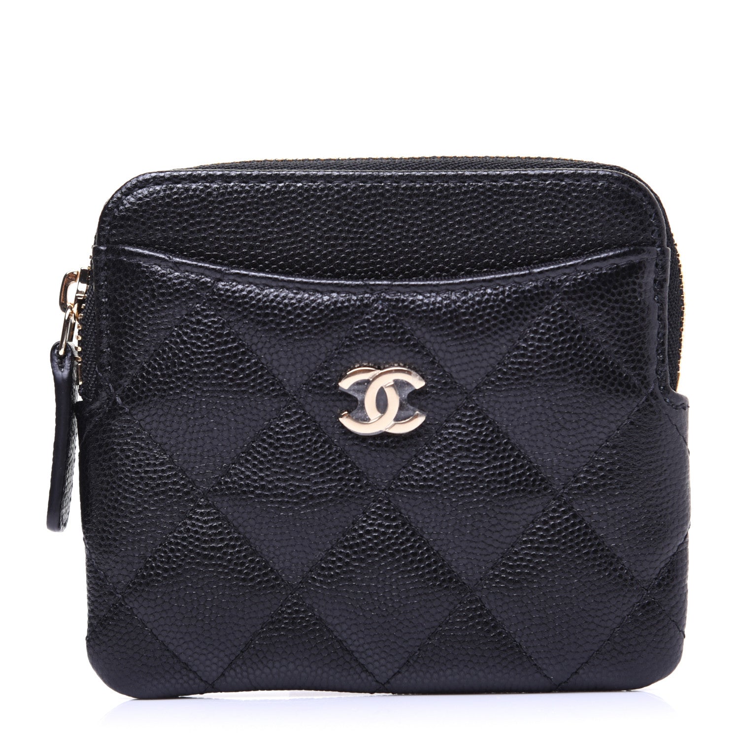 Chanel Caviar Quilted Zip Card Holder Wallet Black 1 of 11