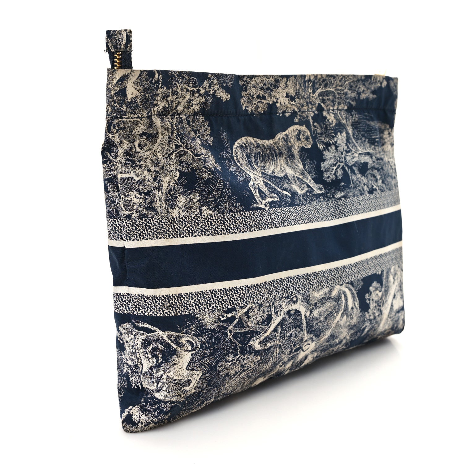 Christian Dior Technical Fabric Toile De Jouy Reverse Diortravel Zipped Pouch Blue Multicolor 3 of 10