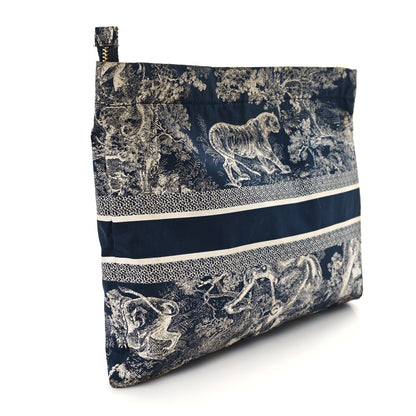 Christian Dior Technical Fabric Toile De Jouy Reverse Diortravel Zipped Pouch Blue Multicolor 3 of 10