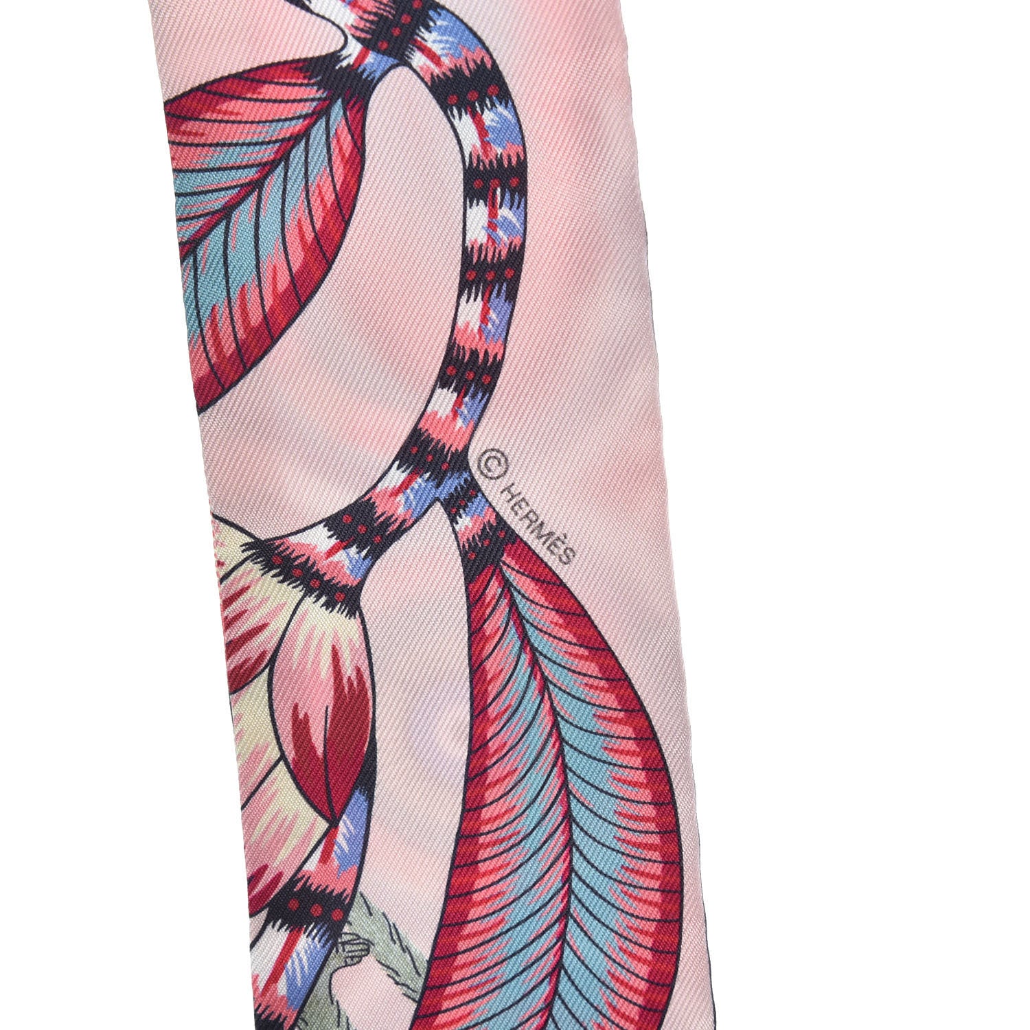 Hermes Silk The Savana Dance Twilly Rose Nacre Vert Framboise 3 of 4