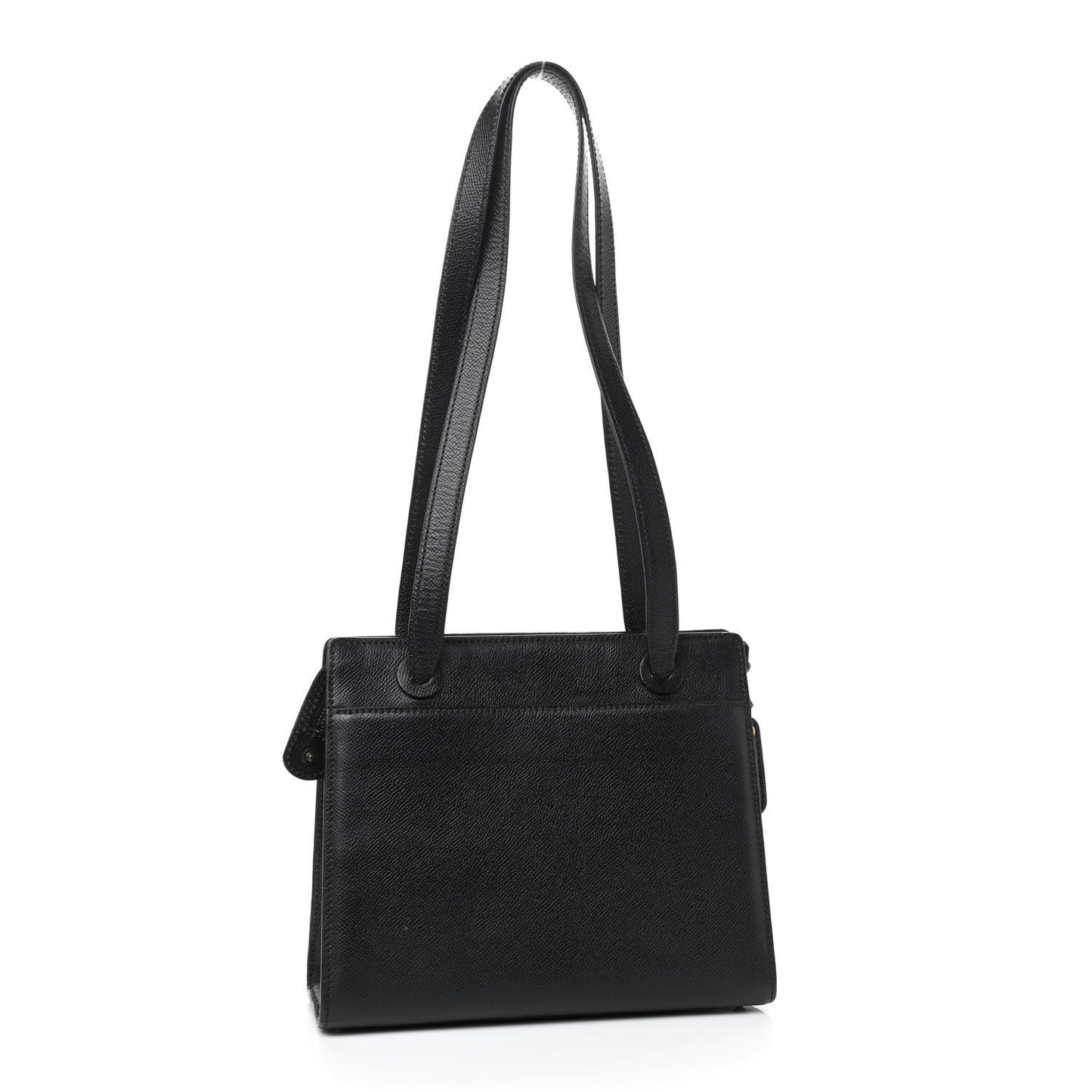 Caviar Embroidered Logo Shoulder Bag Black