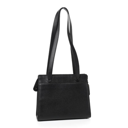 Chanel Caviar Embroidered Logo Shoulder Bag Black 2 of 8