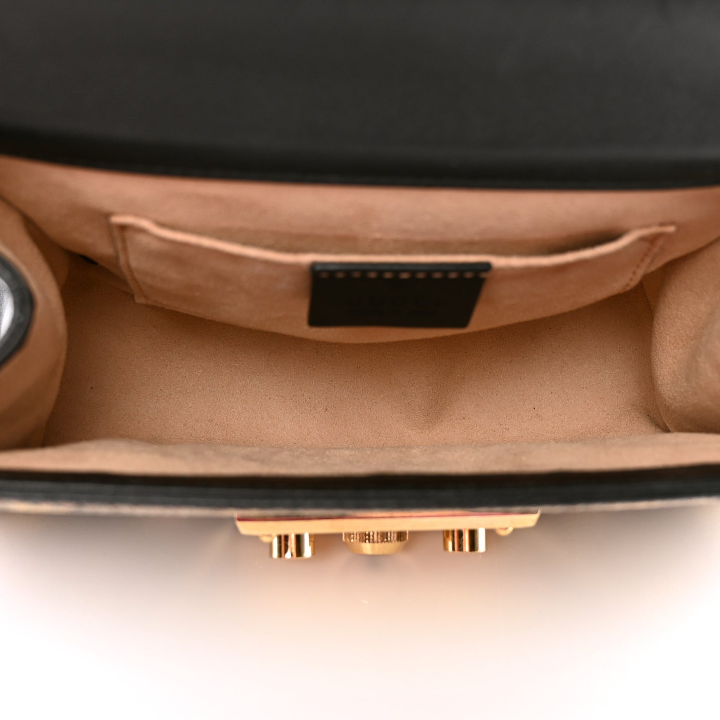 GG Supreme Monogram Bees Small Padlock Shoulder Bag Black