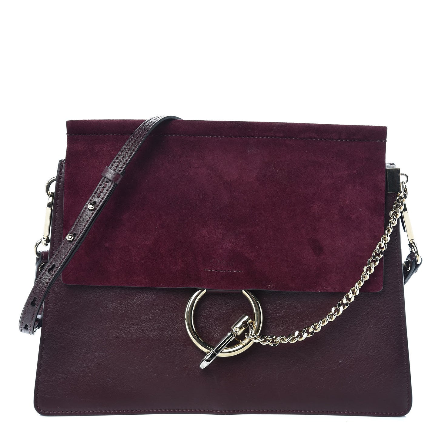 Suede Calfskin Medium Faye Shoulder Bag Dark Purple