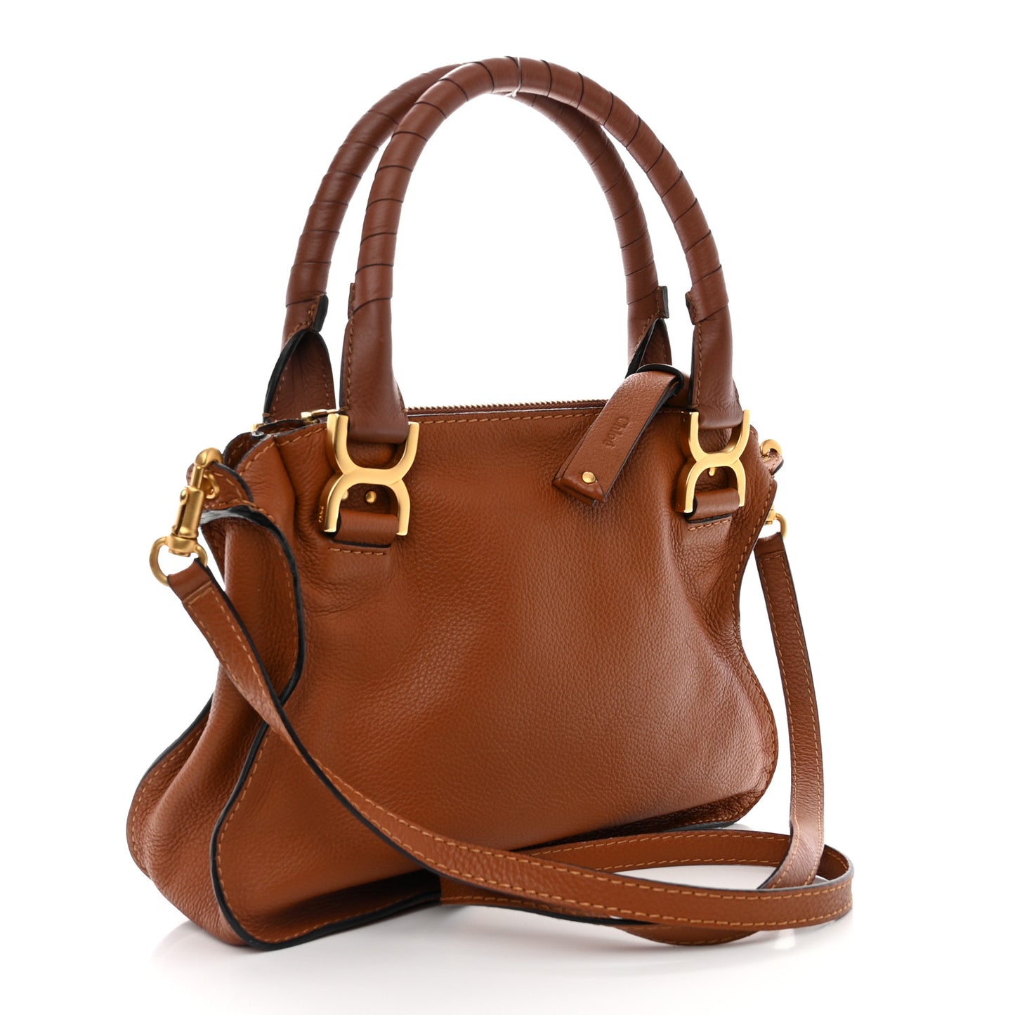 Calfskin Small Marcie Satchel Tan