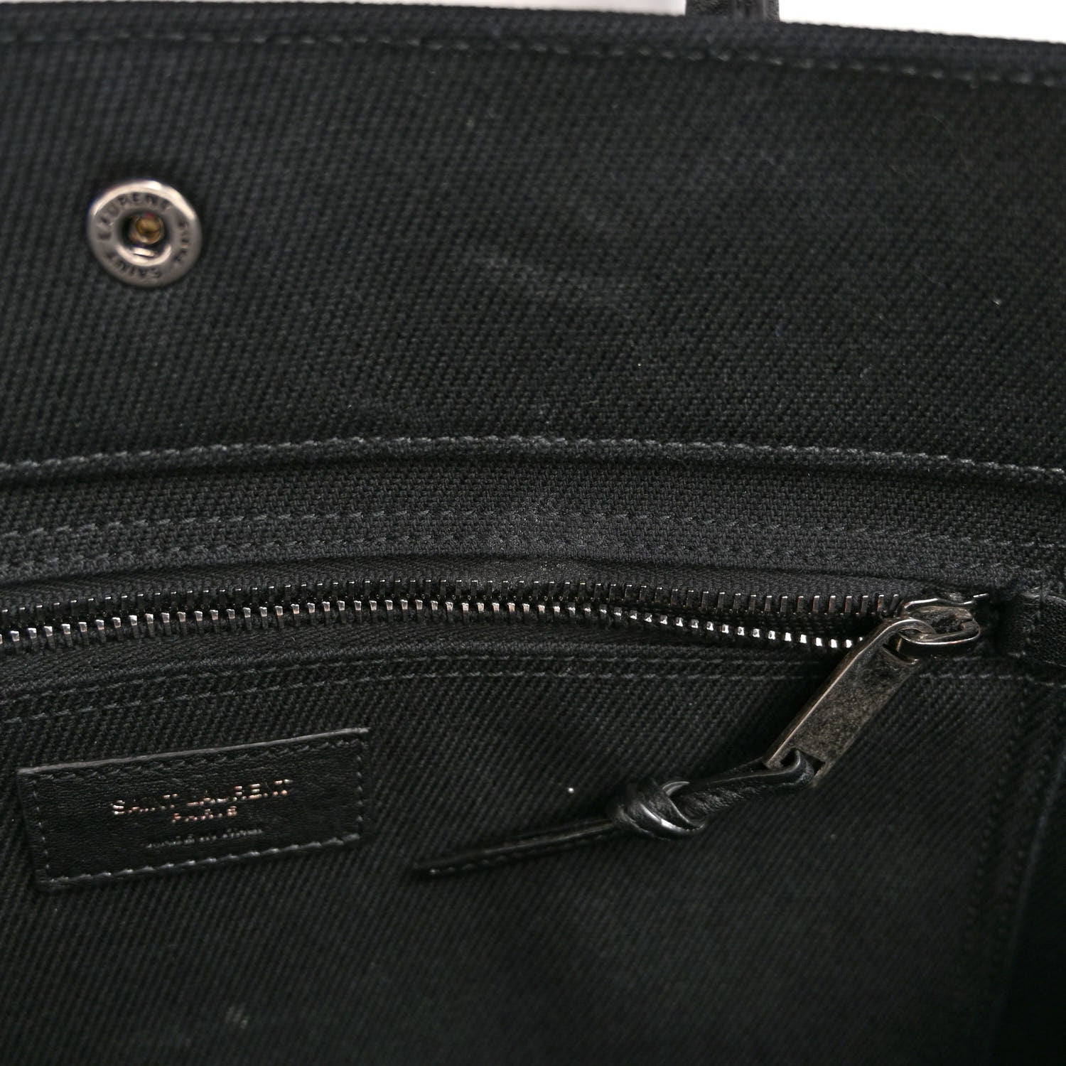 Saint Laurent Linen Calfskin Rive Gauche Tote Black 10 of 13