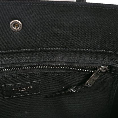Saint Laurent Linen Calfskin Rive Gauche Tote Black 10 of 13