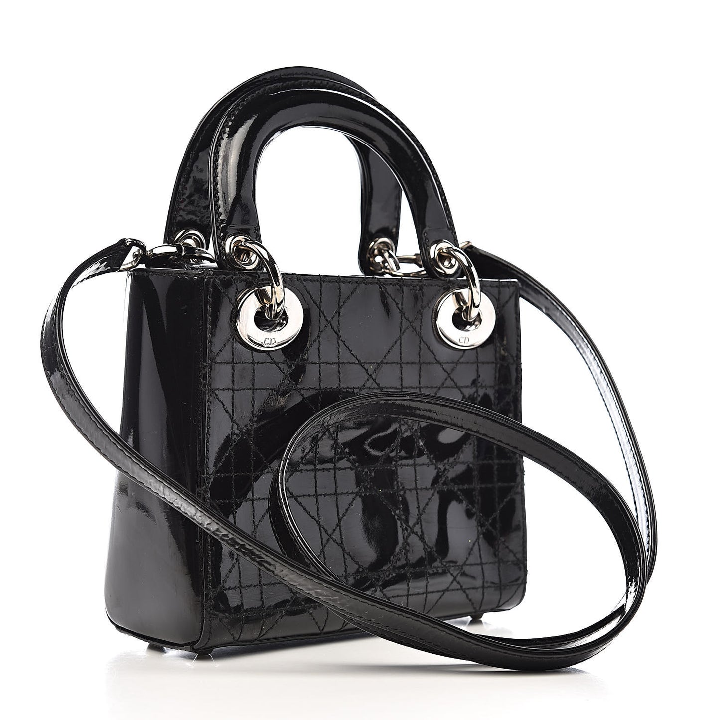 Patent Cannage Mini Lady Dior Black