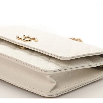 Chanel Caviar Quilted Striated CC Wallet on Chain WOC White 11 of 12