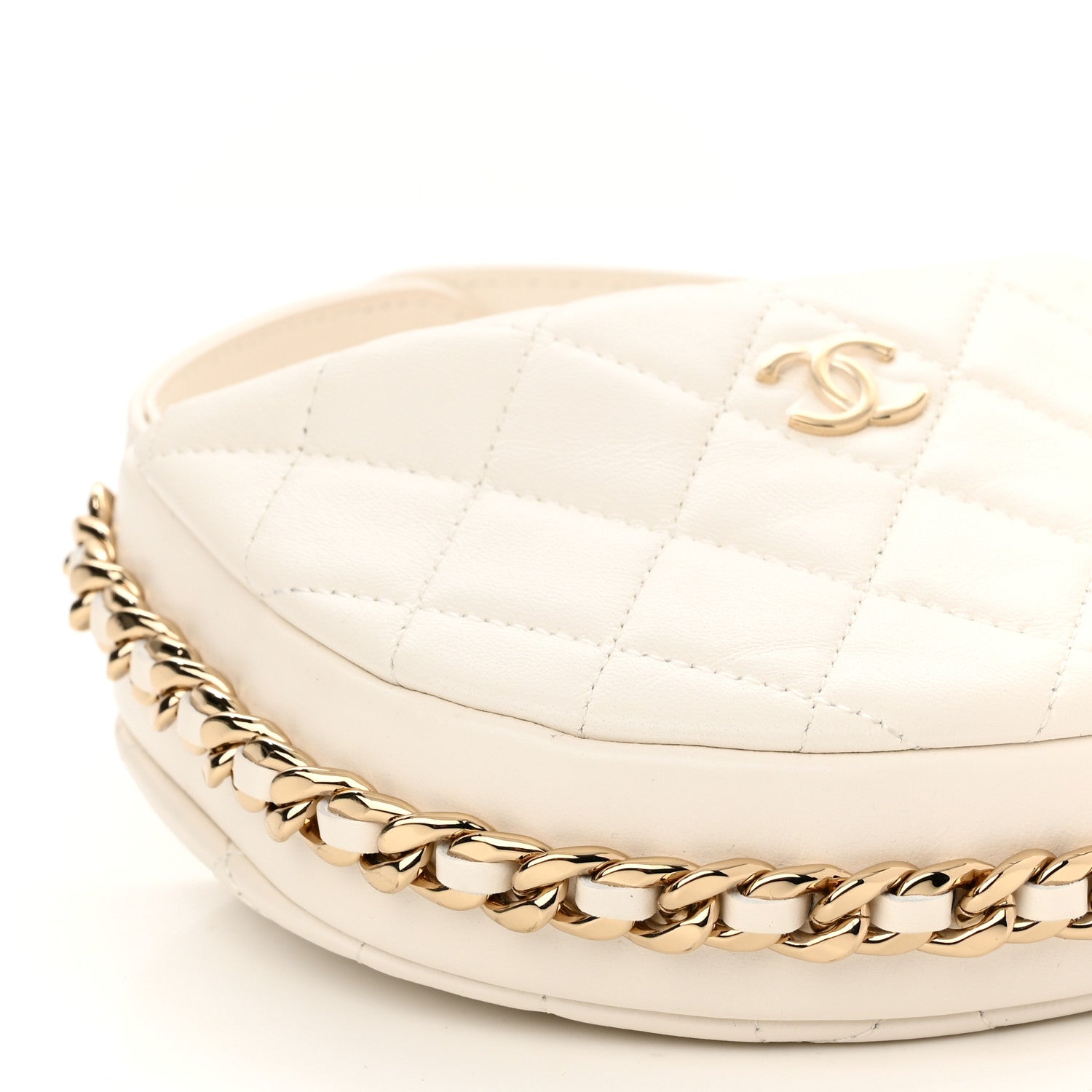 Chanel Lambskin Quilted Chain Around Pouch Hobo White 9 of 11