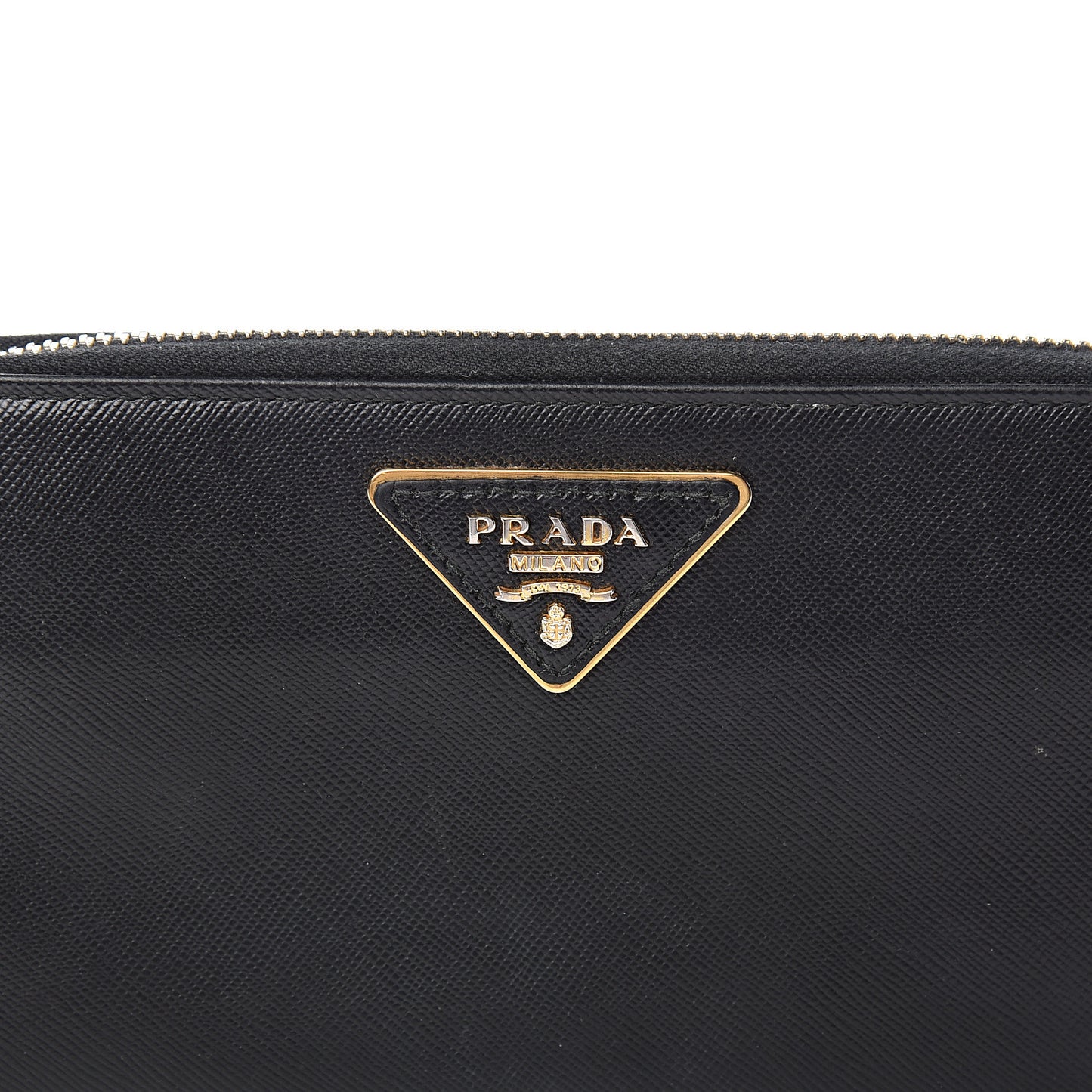 Saffiano Metal Zip Around Wallet Black
