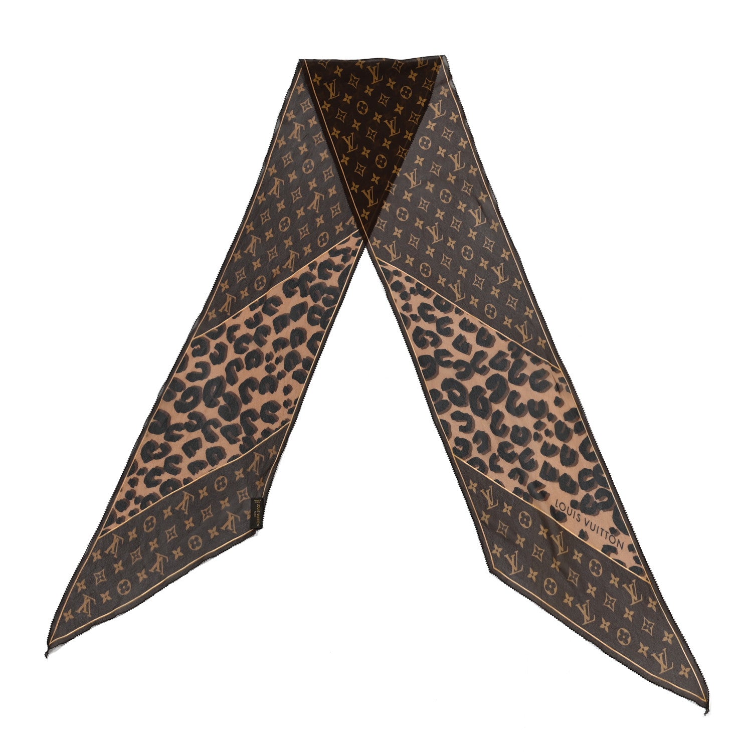 Louis Vuitton Silk Crepe Leopard Monogram Scarf 2 of 4