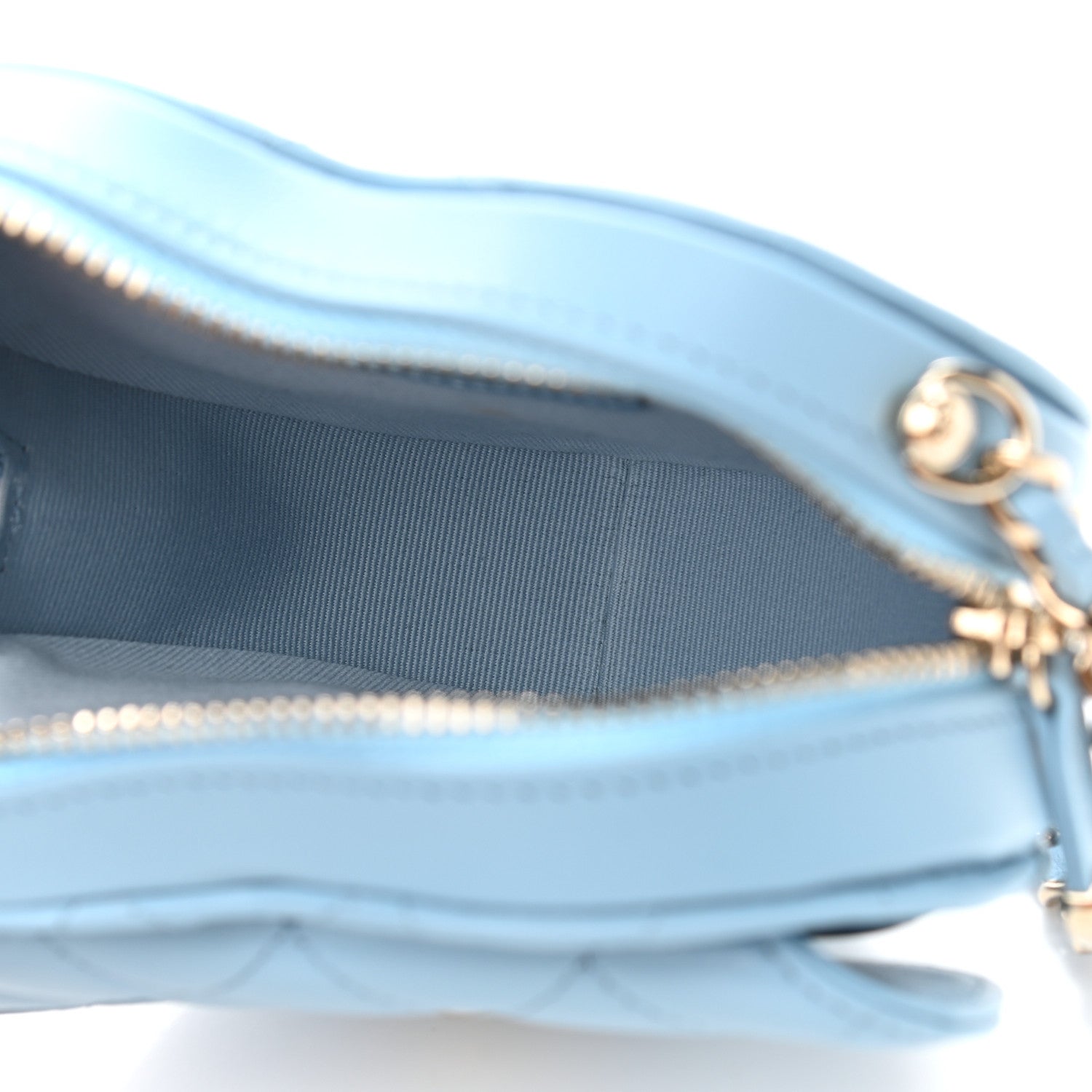 Chanel Lambskin Quilted CC In Love Heart Clutch With Chain Light Blue 5 of 11