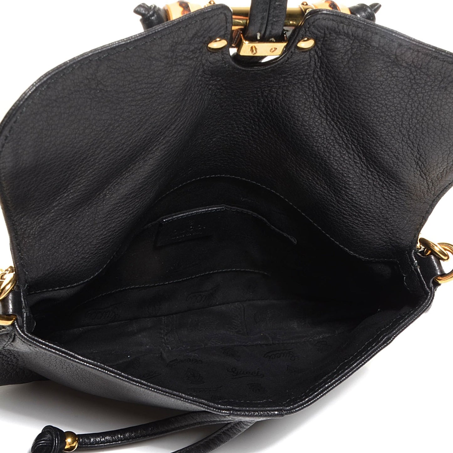 Leather Bamboo Croisette Evening Bag Black