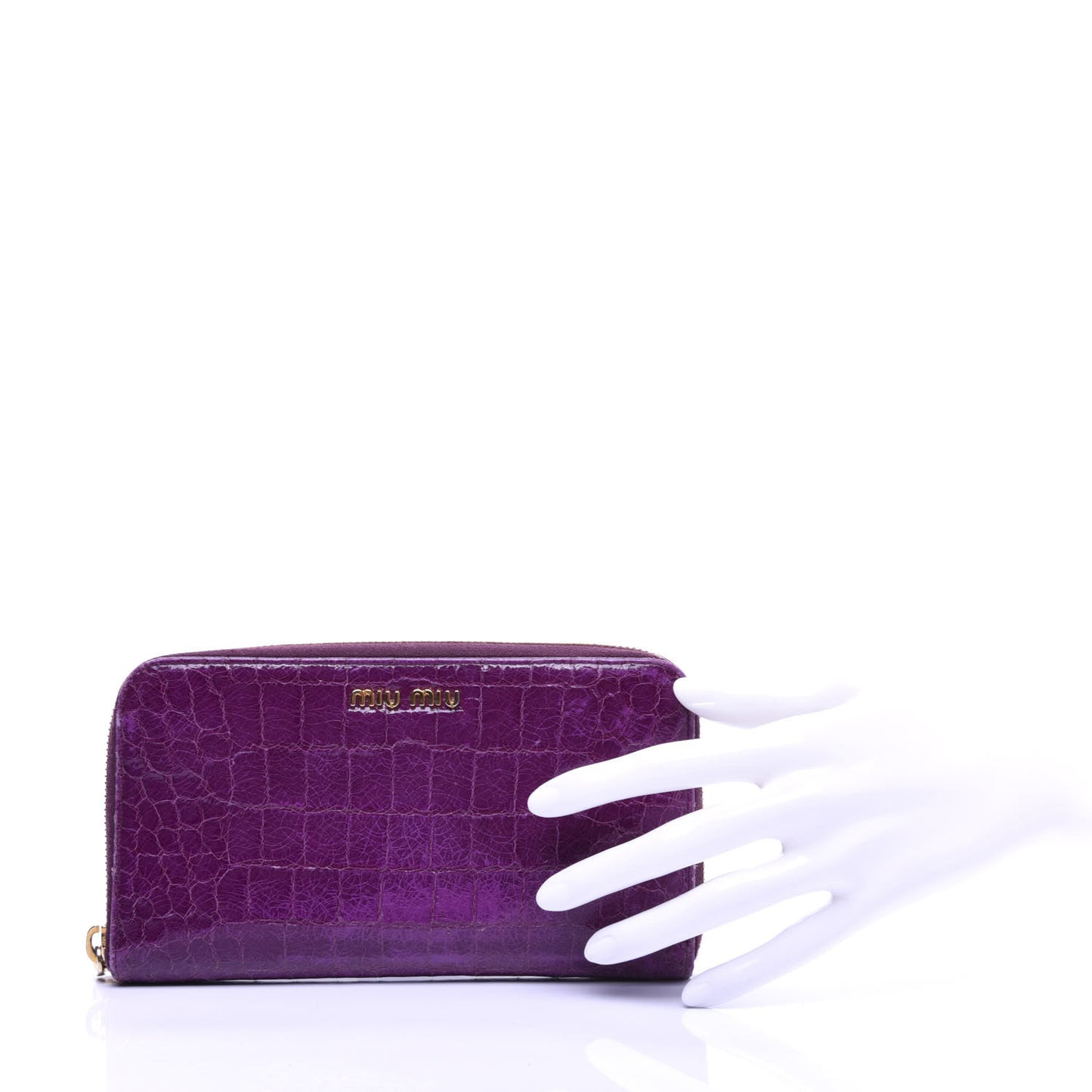 Patent Crocodile Embossed Wallet Purple