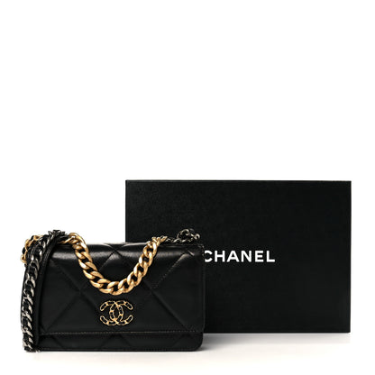 Chanel Goatskin Quilted Chanel 19 Wallet On Chain WOC Black 12 of 12