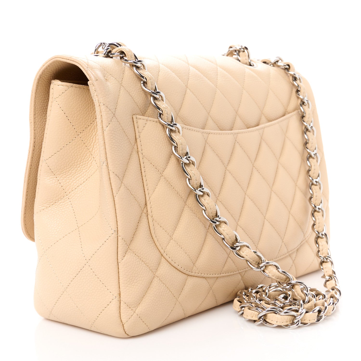 Chanel Caviar Quilted Jumbo Single Flap Beige 3 of 11