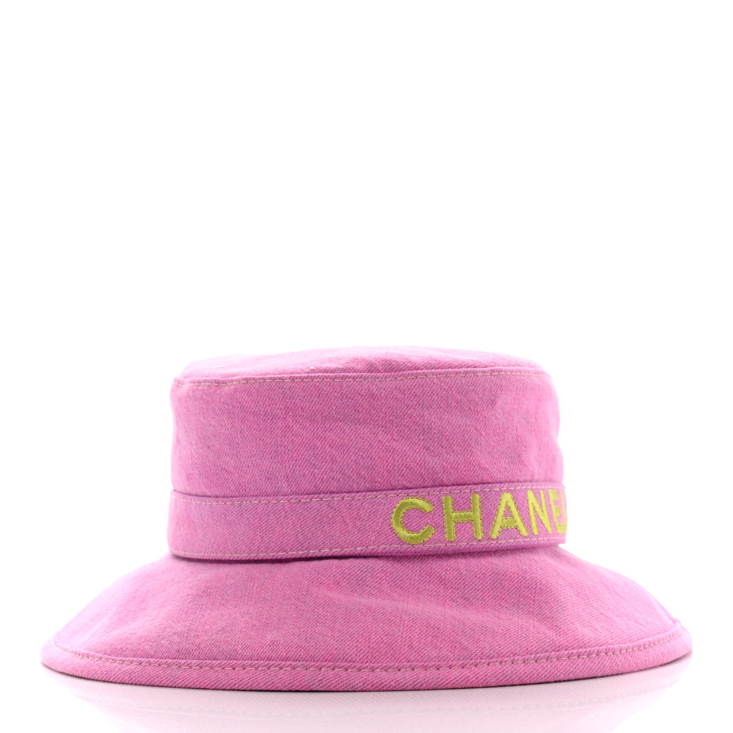 Chanel Denim Logo Bucket Hat M Pink Yellow 3 of 9