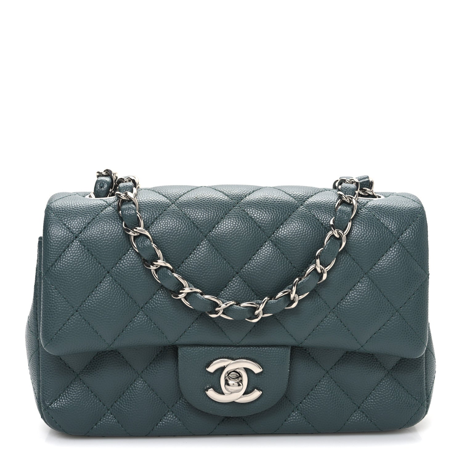 Chanel Caviar Quilted Mini Rectangular Flap Dark Green 1 of 10